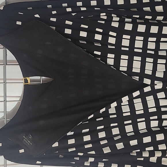 TAHARI Arthur S. Levine Women's Dress 3/4" Sleeves Size 16 Black and White - Picture 5 of 8